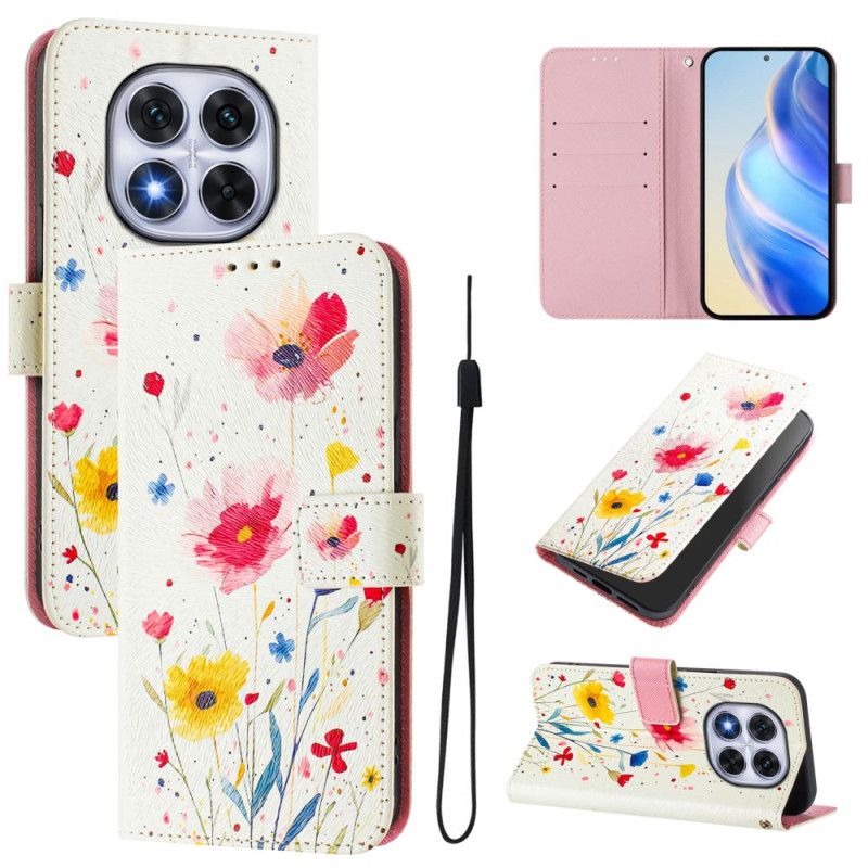 Læder Cover Xiaomi Redmi Note 14 Pro Plus 5g Telefon Etui Floramønster