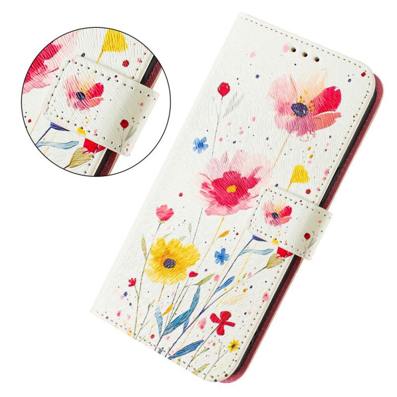 Læder Cover Xiaomi Redmi Note 14 Pro Plus 5g Telefon Etui Floramønster