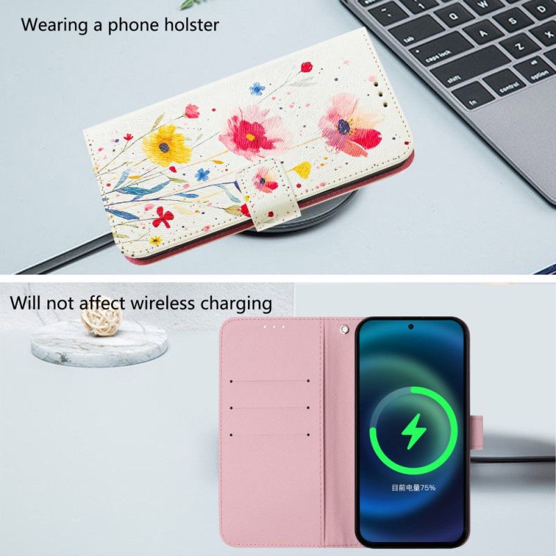Læder Cover Xiaomi Redmi Note 14 Pro Plus 5g Telefon Etui Floramønster