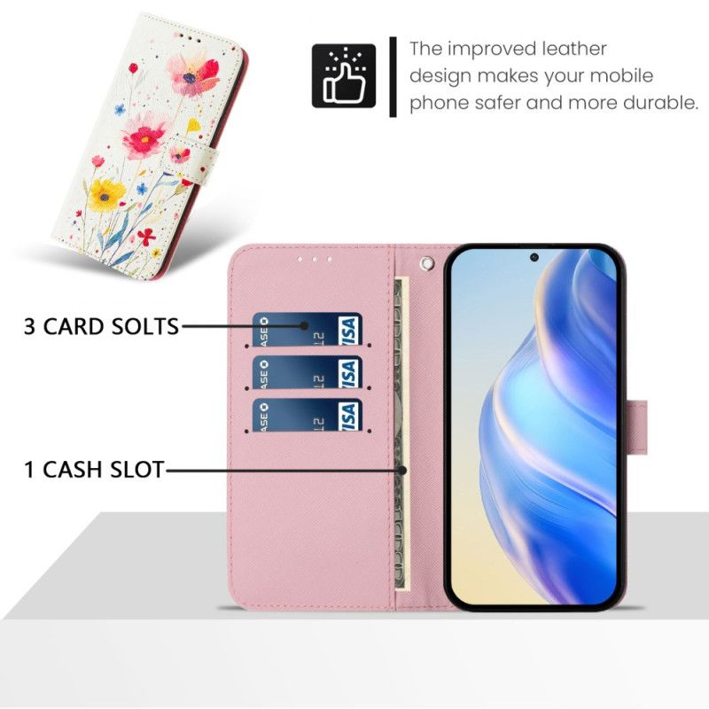 Læder Cover Xiaomi Redmi Note 14 Pro Plus 5g Telefon Etui Floramønster
