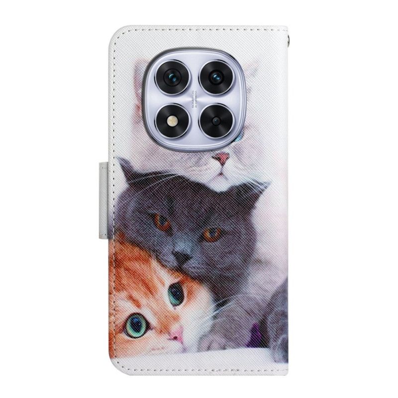 Læder Cover Xiaomi Redmi Note 14 Pro Plus 5g Telefon Etui Tre Katte