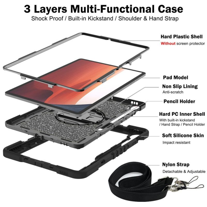 Cover Samsung Galaxy Tab S10 Fe Plus Stativ Og Skulderrem