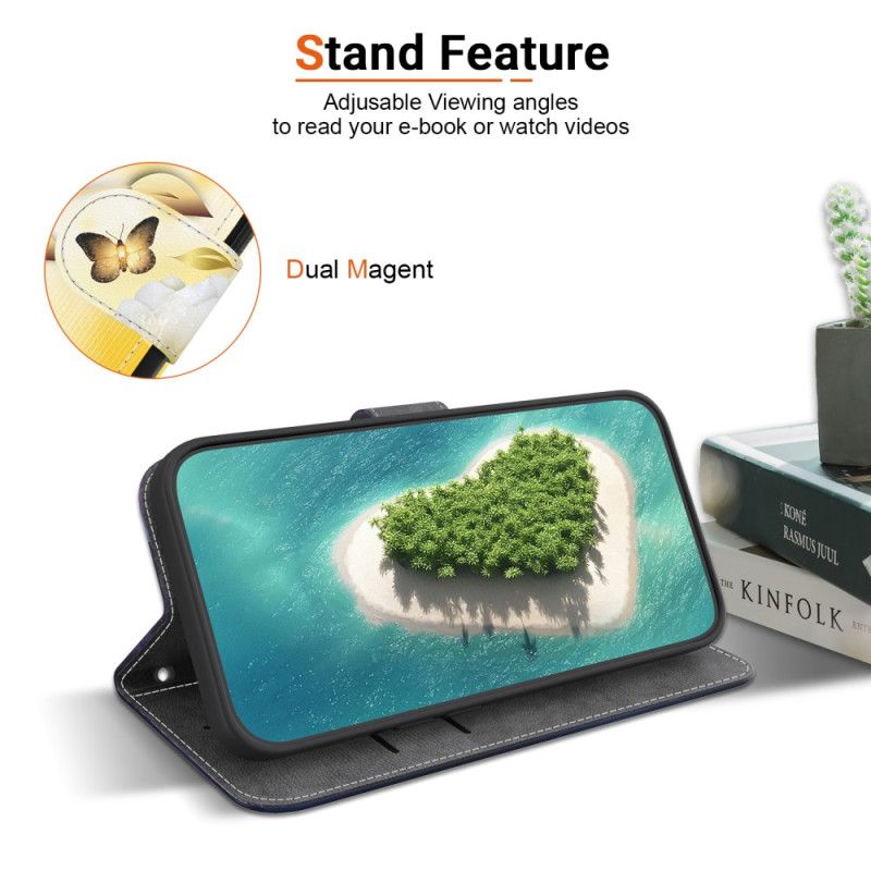 Flip Cover Oneplus Nord 4 Guldsommerfugle Og Blondeblomster