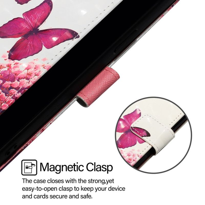 Flip Cover Til Oneplus Nord 4 Røde Sommerfugle