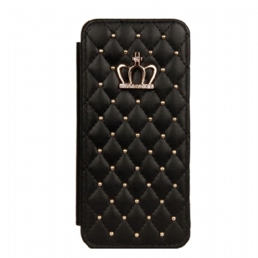 Læder Cover Samsung Galaxy S9 Quiltet Med Krone