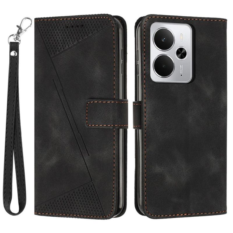 Flip Cover Realme 14t 5g Linjer Og Rem