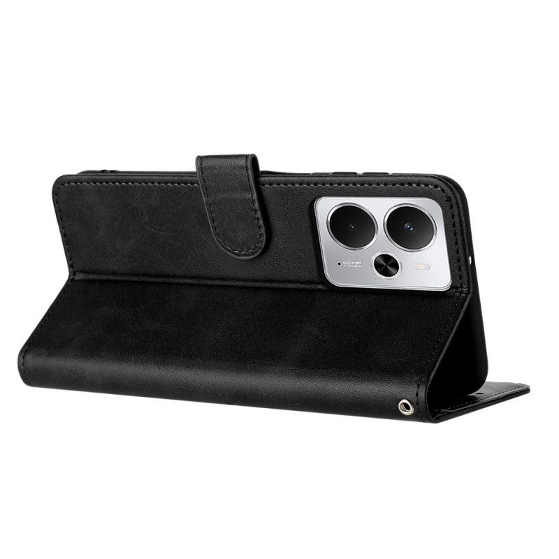 Læder Cover Realme 14t 5g Telefon Etui Lædereffekt Med Snor