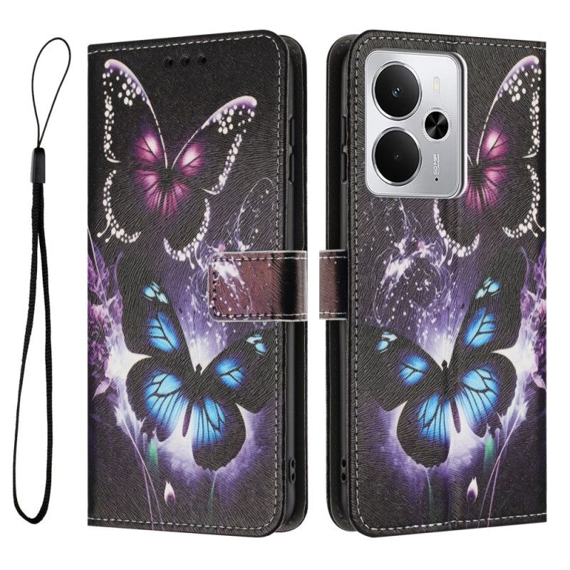 Læder Cover Realme 14t 5g To Sommerfugle