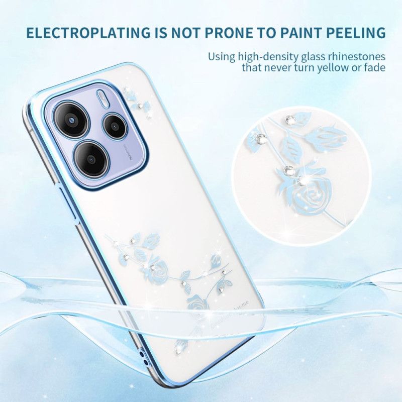 Cover Xiaomi Redmi Note 14 5g Kadem Blomster Og Rhinsten