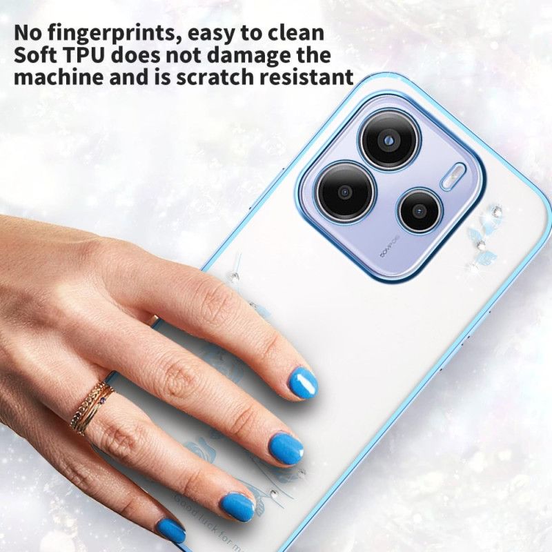 Cover Xiaomi Redmi Note 14 5g Kadem Blomster Og Rhinsten