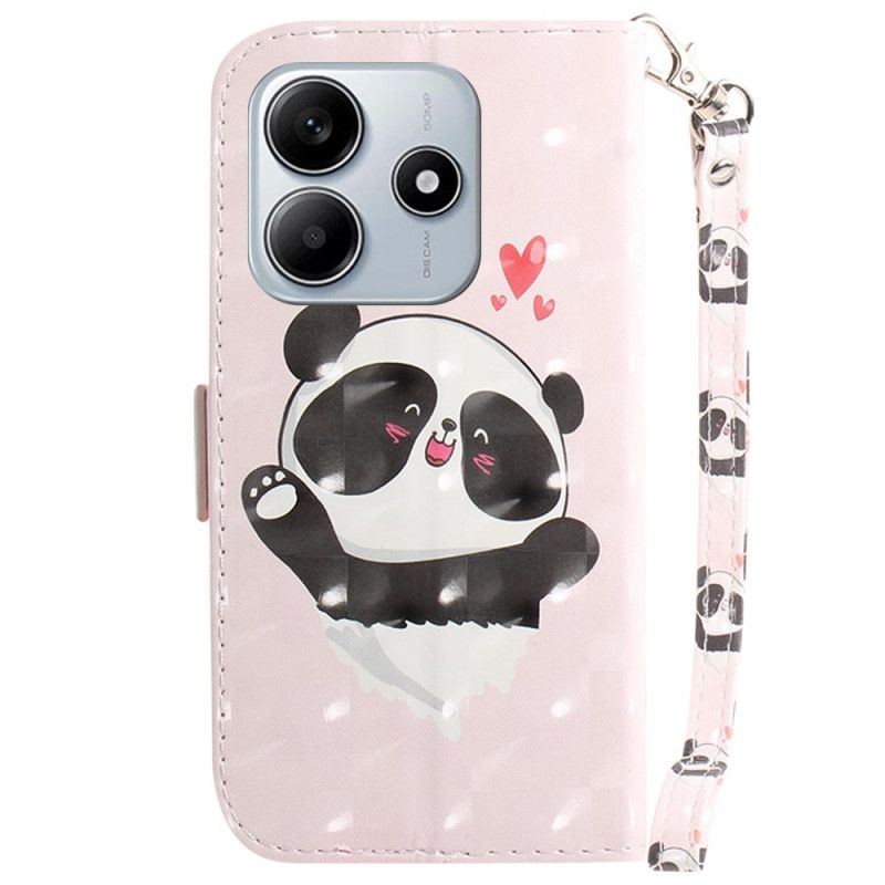 Flip Cover Til Xiaomi Redmi Note 14 5g Panda-kærlighed Med Snor