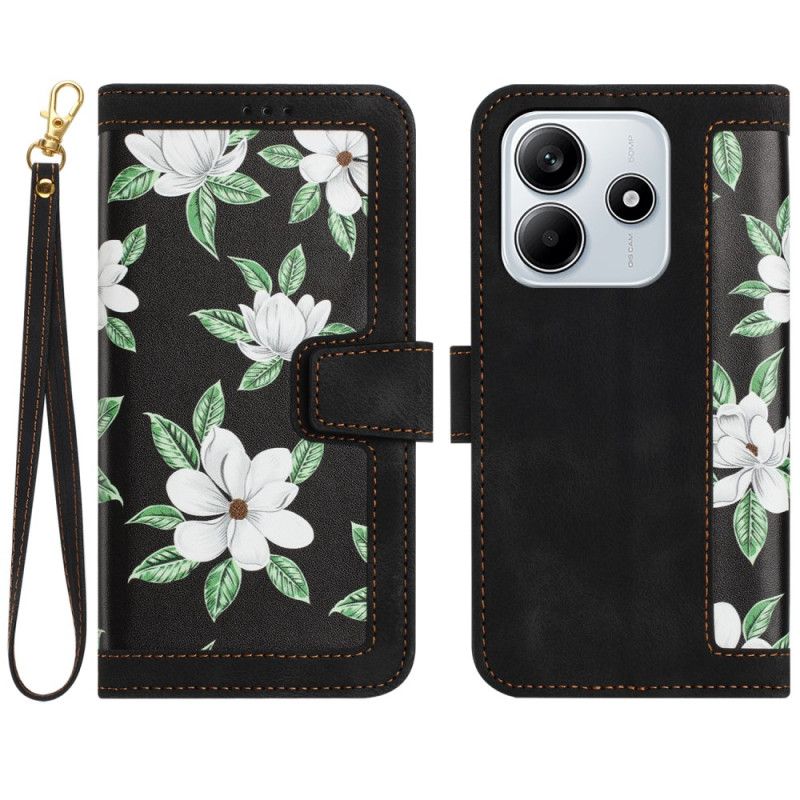 Flip Cover Xiaomi Redmi Note 14 5g Blomsterprint Med Rem