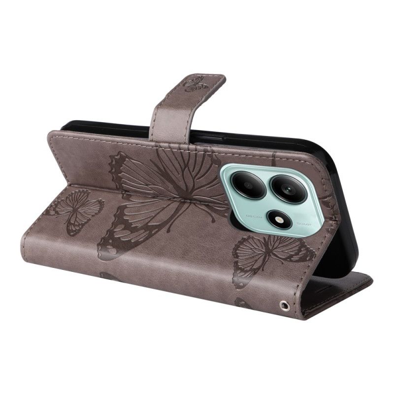 Flip Cover Xiaomi Redmi Note 14 5g Kæmpesommerfugle Med Rem