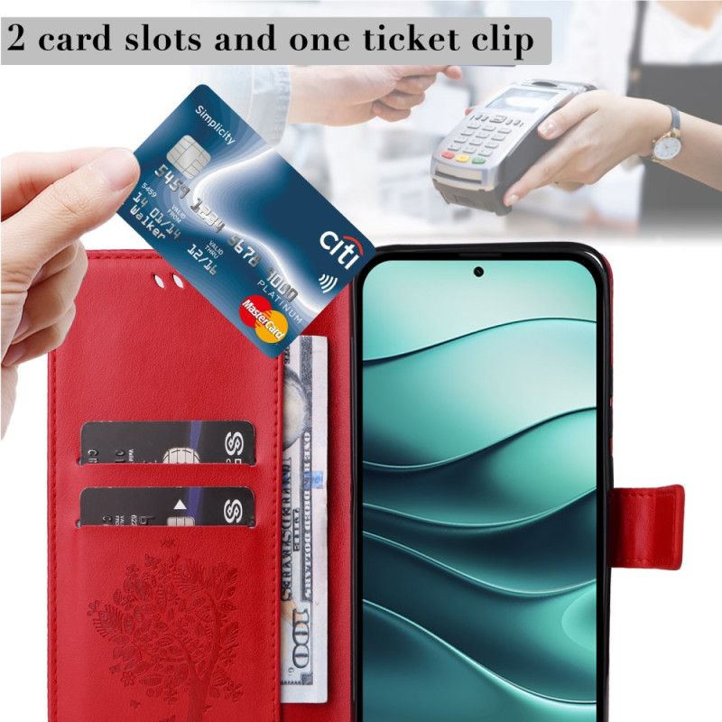 Flip Cover Xiaomi Redmi Note 14 5g Kat Og Træ Lnaière