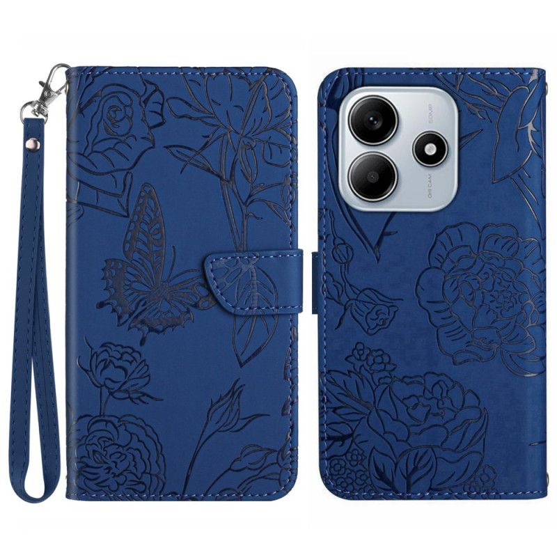 Flip Cover Xiaomi Redmi Note 14 5g Sommerfugleprint Med Rem