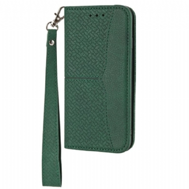 Flip Cover Xiaomi Redmi Note 14 5g Vævet Tekstur Med Rem