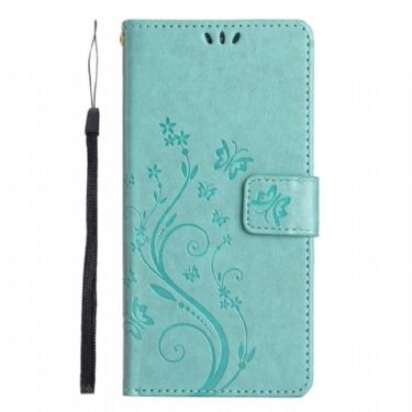Læder Cover Xiaomi Redmi Note 14 5g Blomster Og Sommerfugle
