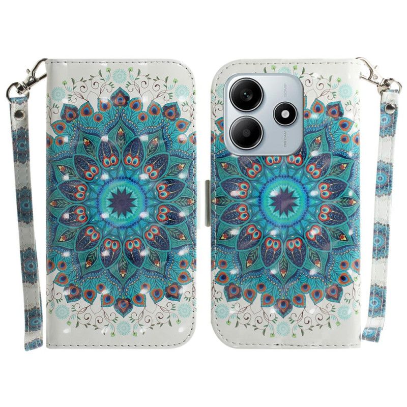 Læder Cover Xiaomi Redmi Note 14 5g Snor Med Grøn Mandala