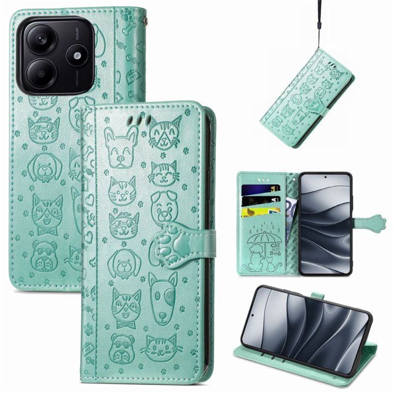 Læder Cover Xiaomi Redmi Note 14 5g Telefon Etui Animerede Dyr