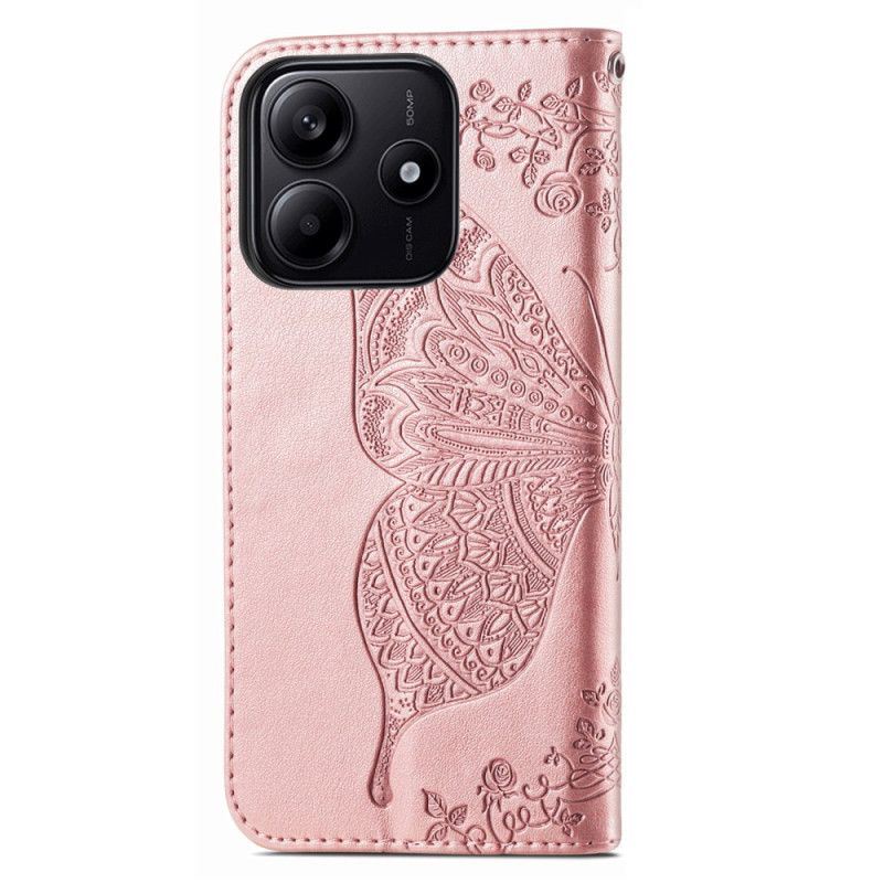 Læder Cover Xiaomi Redmi Note 14 5g Telefon Etui Barok Sommerfugl