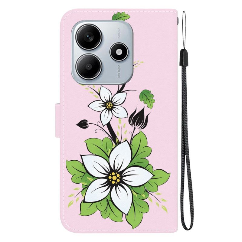 Læder Cover Xiaomi Redmi Note 14 5g Telefon Etui Liljemønster