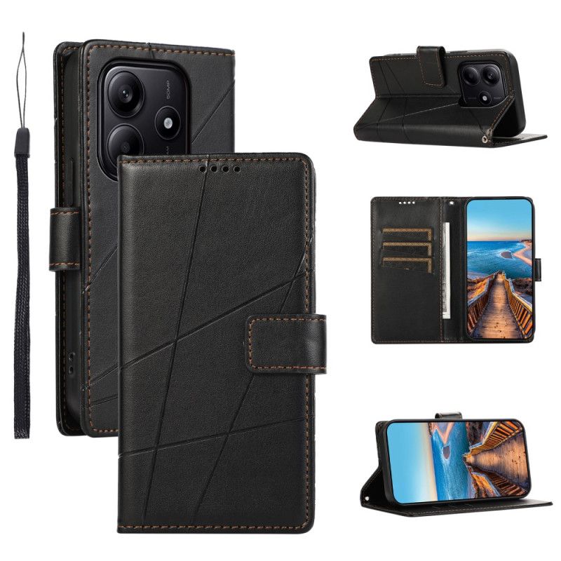 Læder Cover Xiaomi Redmi Note 14 5g Telefon Etui Linjer