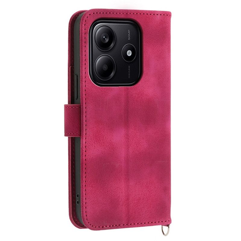 Læder Cover Xiaomi Redmi Note 14 5g Telefon Etui Pung Med Blondemønster Rem Og Skulderrem