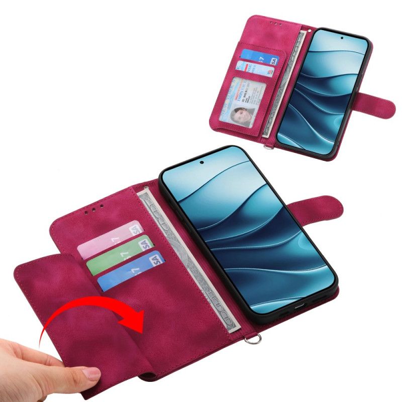 Læder Cover Xiaomi Redmi Note 14 5g Telefon Etui Pung Med Blondemønster Rem Og Skulderrem