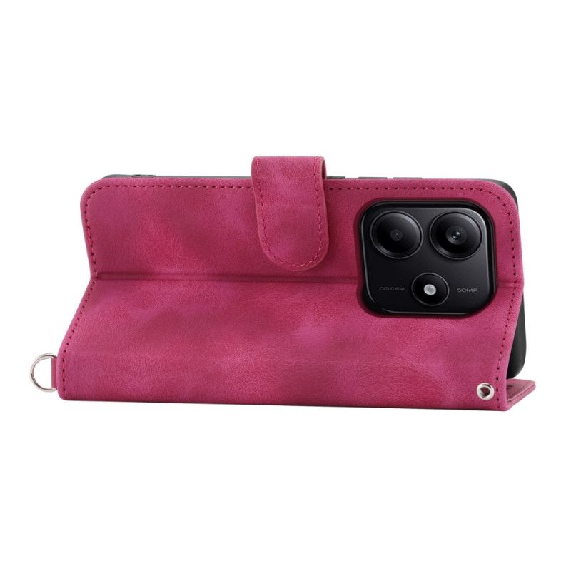 Læder Cover Xiaomi Redmi Note 14 5g Telefon Etui Pung Med Blondemønster Rem Og Skulderrem