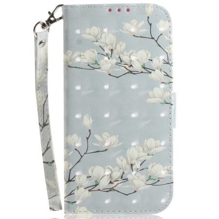 Læder Cover Xiaomi Redmi Note 14 5g Telefon Etui Snor Med Akvarelblomster