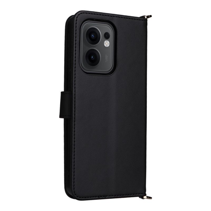 Flip Cover Til Oppo Reno 13f 4g / 5g / 13 Fs 5g Premium Retro Skuldertaske Og Snor