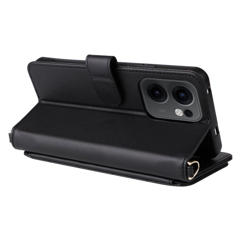 Flip Cover Til Oppo Reno 13f 4g / 5g / 13 Fs 5g Premium Retro Skuldertaske Og Snor