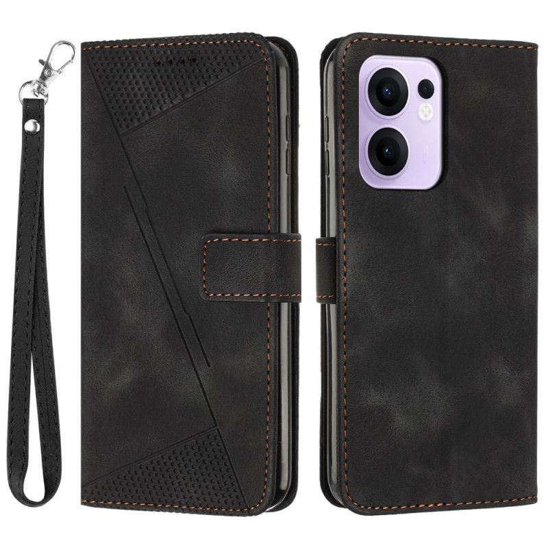 Læder Cover Oppo Reno 13f 4g / 5g / 13 Fs 5g Telefon Etui Geometriske Striber Med Rem