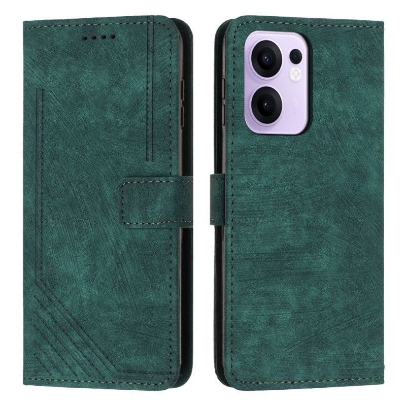 Læder Cover Oppo Reno 13f 4g / 5g / 13 Fs 5g Telefon Etui Rem Med Geometriske Linjer