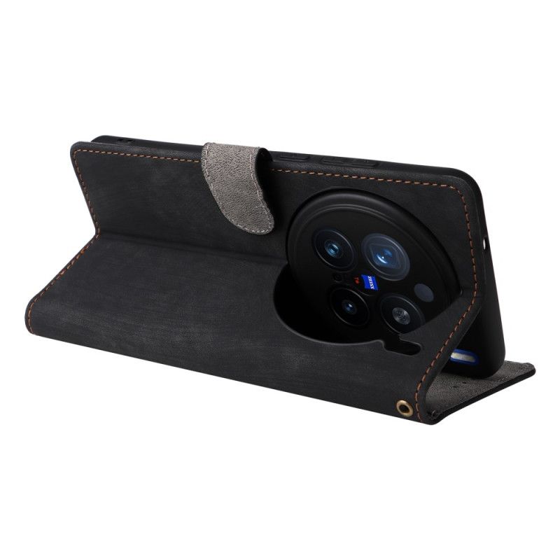 Flip Cover Til Vivo X200 Pro Rem I Ruskindseffekt