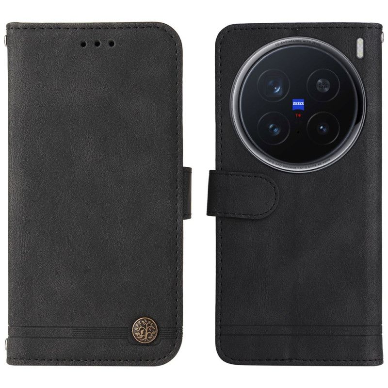 Flip Cover Vivo X200 Pro Dekorativ Nittet Ruskindseffekt