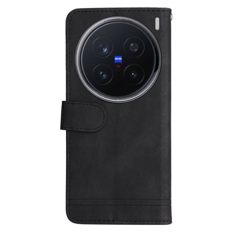 Flip Cover Vivo X200 Pro Dekorativ Nittet Ruskindseffekt