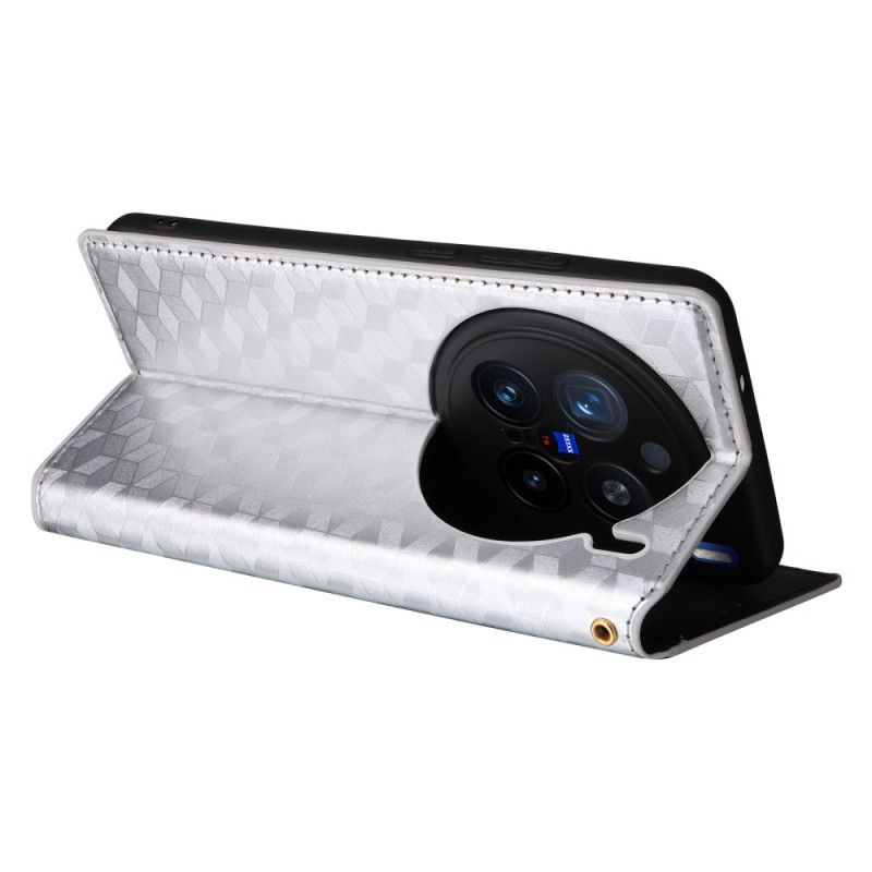 Læder Cover Vivo X200 Pro Diamantmønster