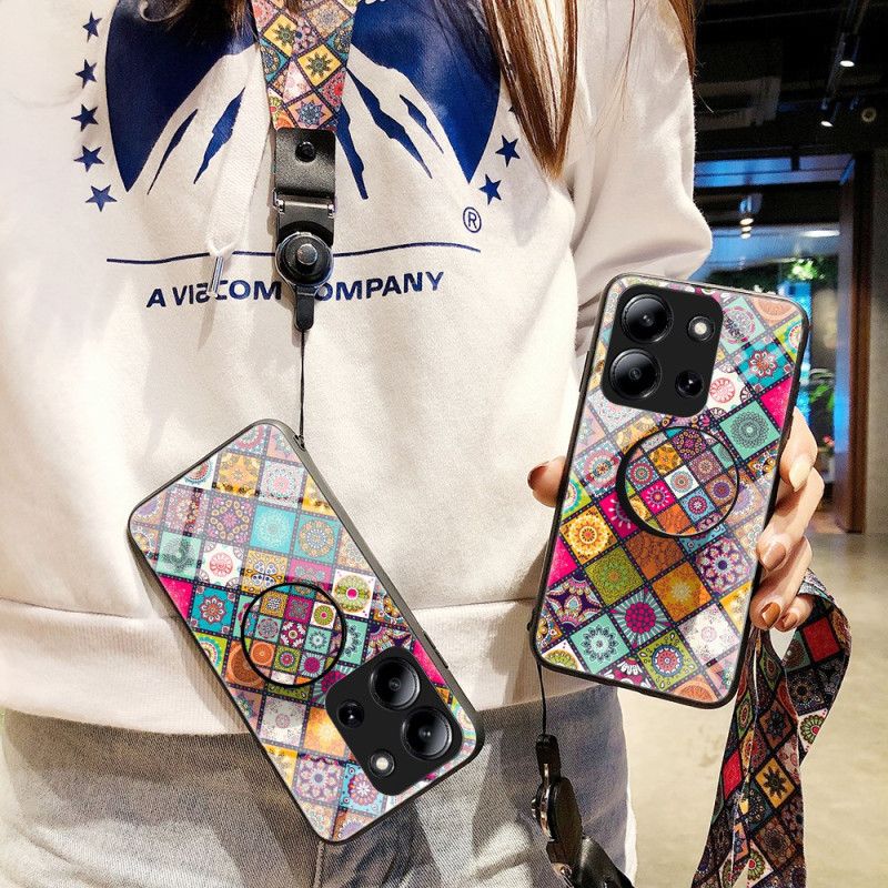 Cover Poco C85 Telefon Etui Patchwork Stander Og Snor