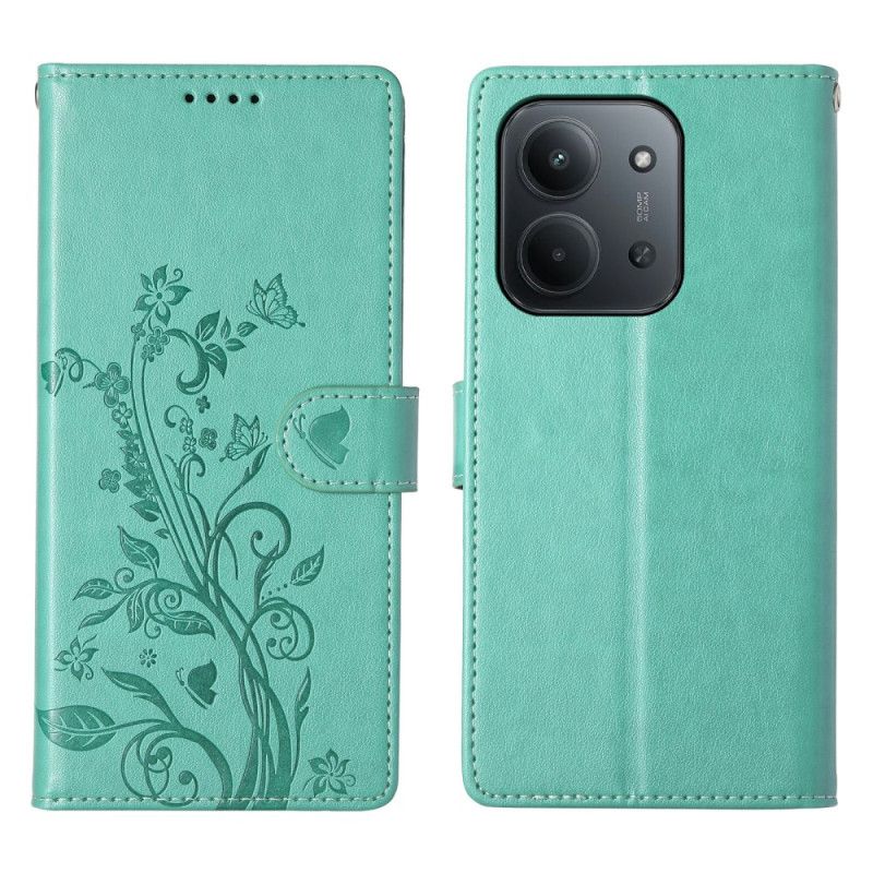 Flip Cover Poco C85 Blomsterprint