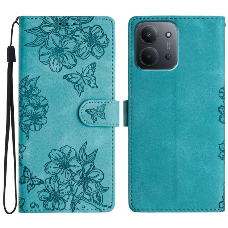 Flip Cover Poco C85 Blomsterprint