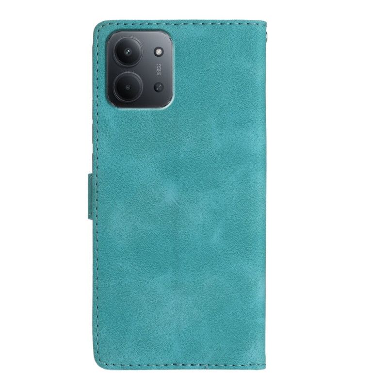 Flip Cover Poco C85 Blomsterprintet Ruskindseffekt