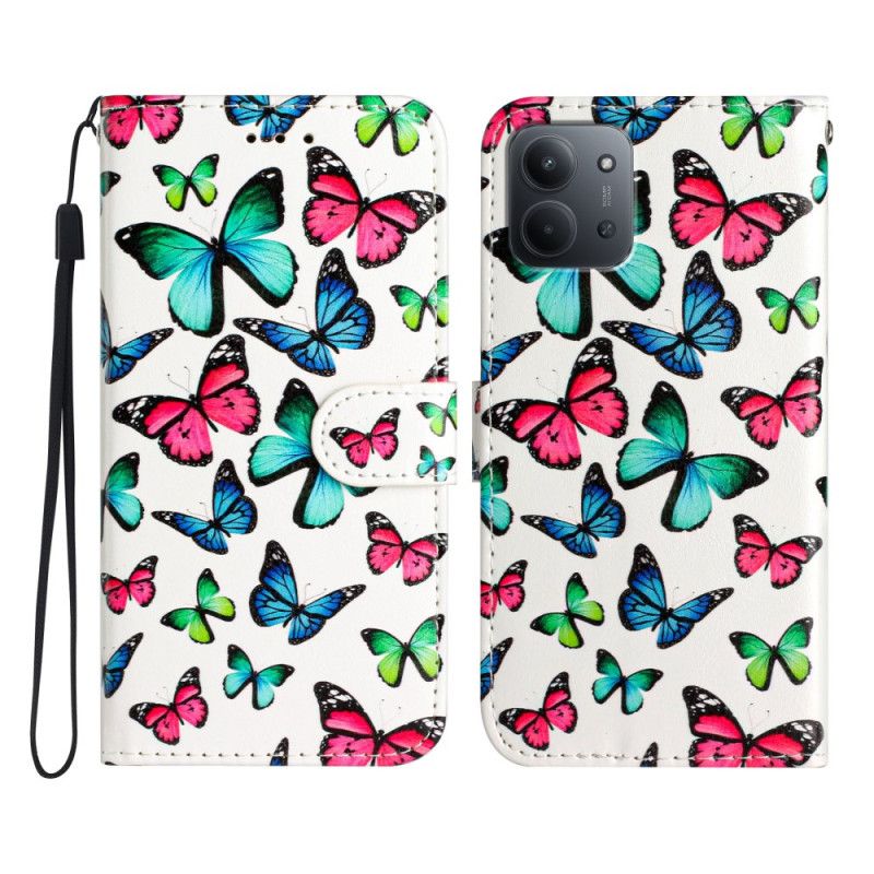 Flip Cover Poco C85 Farverige Sommerfugle