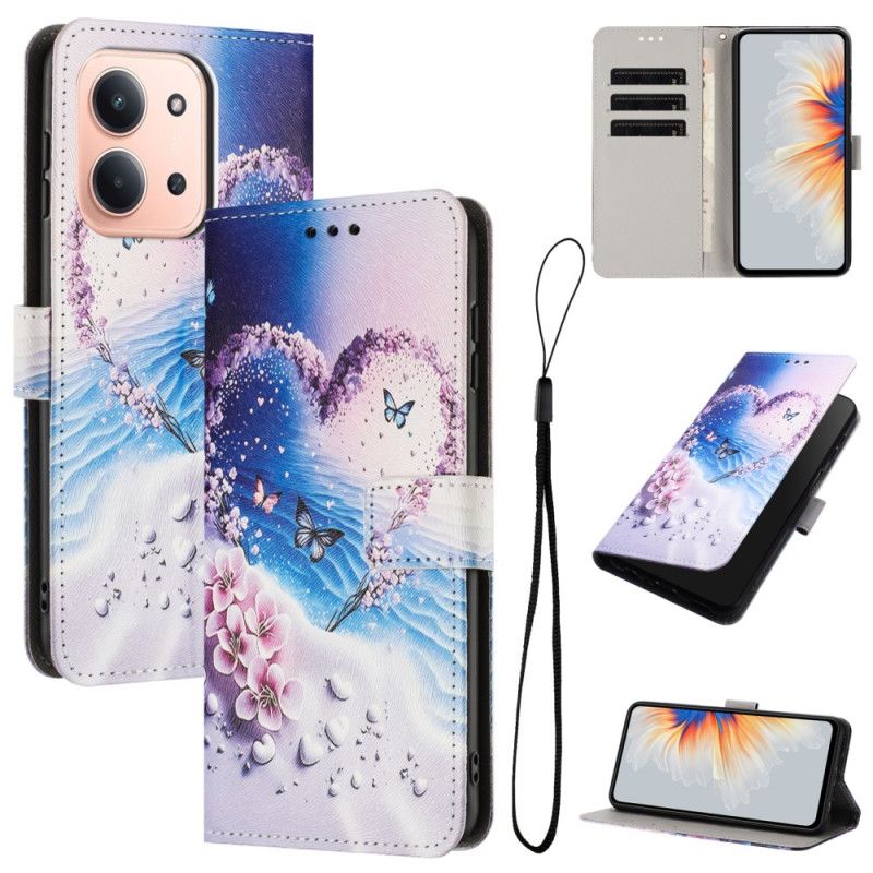 Flip Cover Poco C85 Hjerte Og Sommerfugle