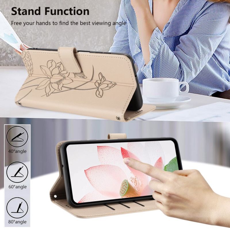 Flip Cover Poco C85 Lotusmønster Med Rem