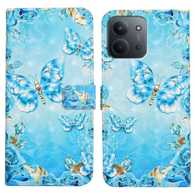 Flip Cover Til Poco C85 Diamantsommerfugle