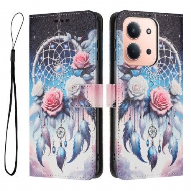 Læder Cover Poco C85 Telefon Etui Drømmefanger Og Roser