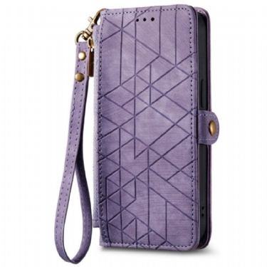 Læder Cover Poco C85 Telefon Etui Geometrisk Pung