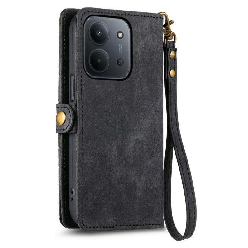 Læder Cover Poco C85 Telefon Etui Geometrisk Pung