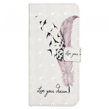 Læder Cover Poco C85 Telefon Etui Lyserød Fjer